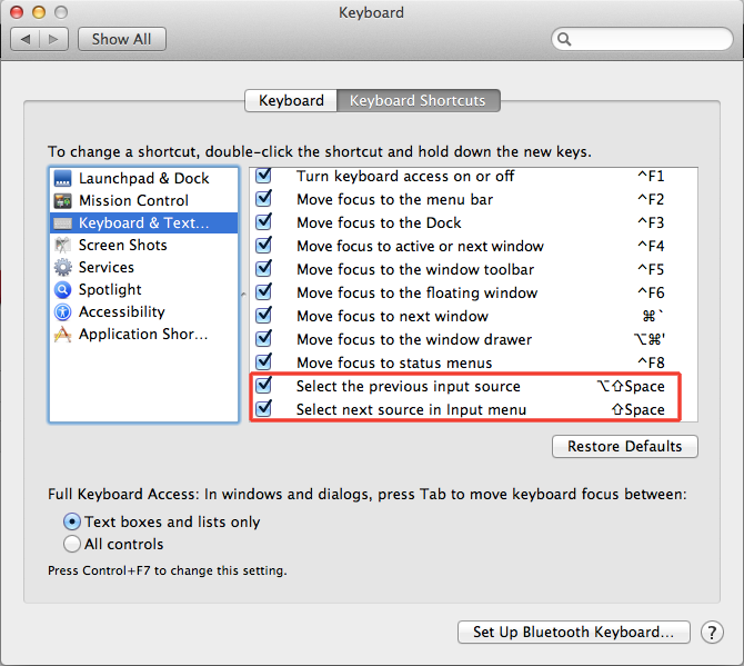 Keyboard shortcut 설정